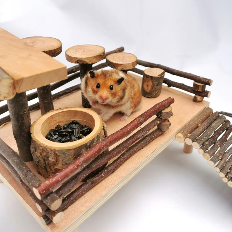 Pet Supplies Is Food - وعاء خشبي للحيوانات الأليفة الصغيرة ،